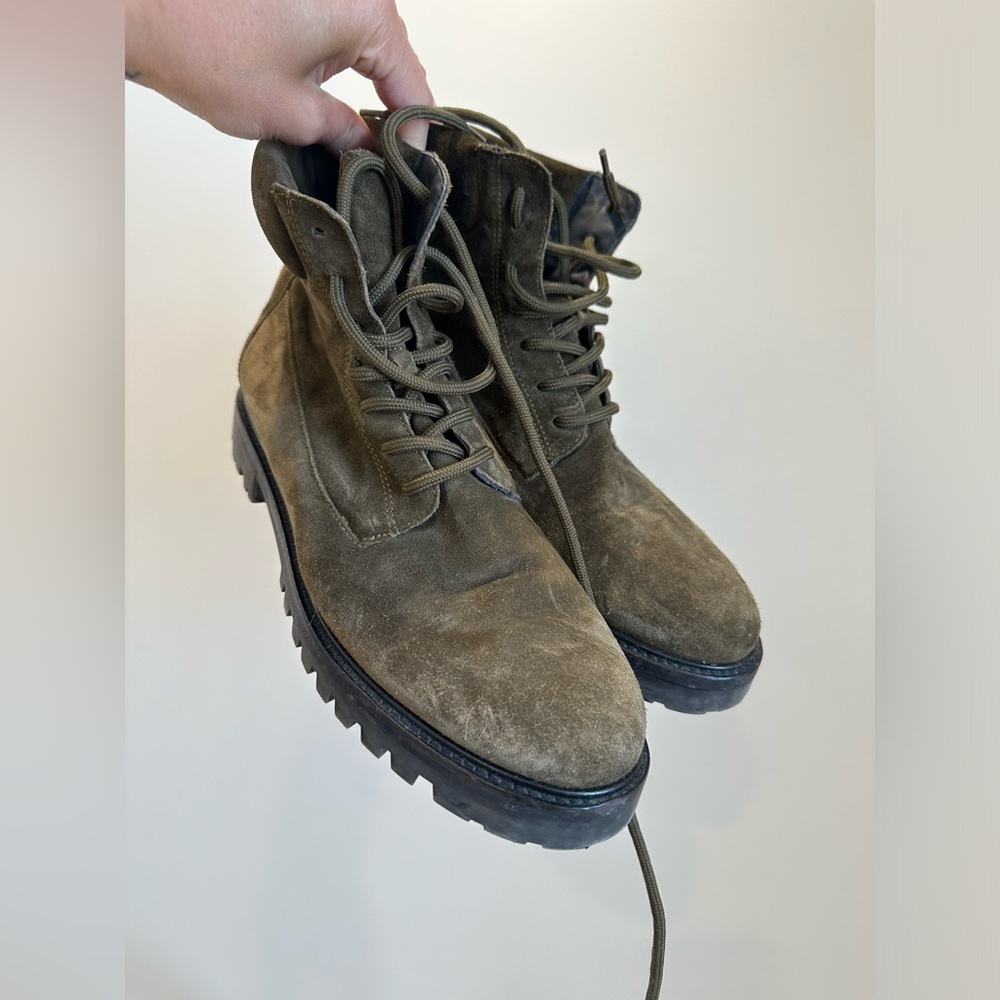 Vince hunter green suede utility boots